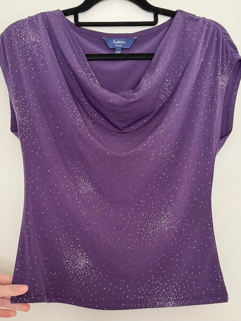 VINTAGE y2k Reitmans purple glitter cowl neck whimsigoth top XS